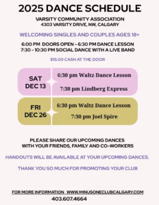 Saturday night dance lesson and Social Dance